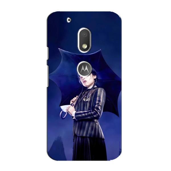 Чохли Венсдей на Motorola MOTO G4 Play Уенсдей (AlphaPrint) – Венздей з парасолькою