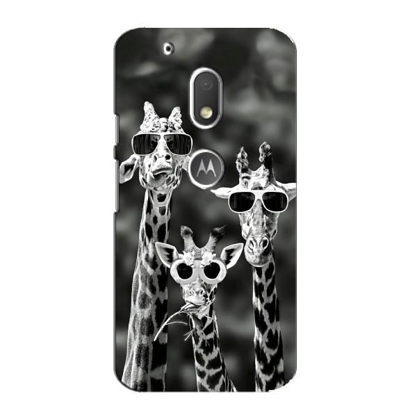 Силиконовый чехол с КАРТИНКАМИ лето для Motorola MOTO G4 Play (AlphaPrint) – Жирафы в очках