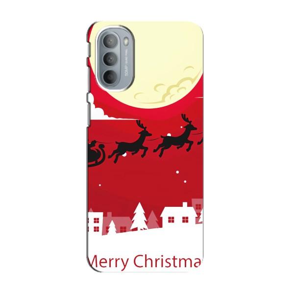Різдвяні Чохли для Motorola MOTO G41 (VPrint) – Санта з оленями