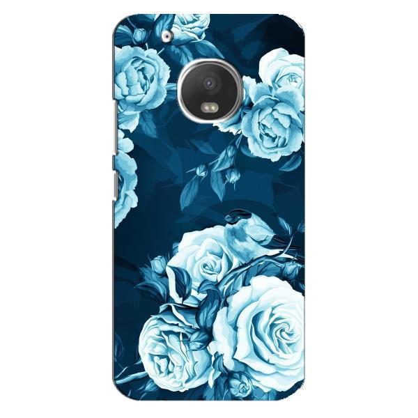 Чехлы (ART) Цветы на Motorola MOTO G5 Plus (VPrint) – Голубые Бутоны