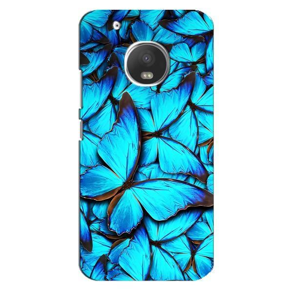 Чехол с принтом для Моторола МОТО Ж5 Плюс - (Прикольные) (AlphaPrint) – Синие бабочки