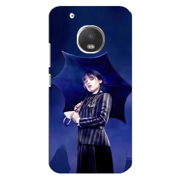 Чехлы Венсдей на Motorola MOTO G5 Уэнсдей (AlphaPrint) – Уэнздей с зонтом