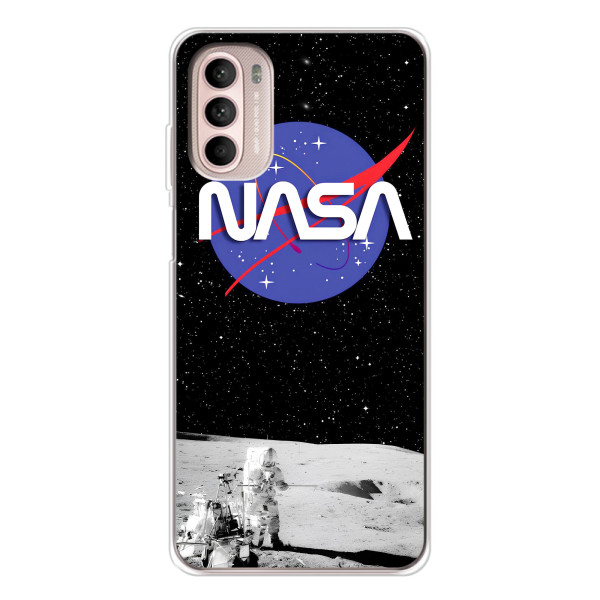 Силиконовый бампер с принтом "Наса" на Motorola MOTO G52 – Nasa на луне