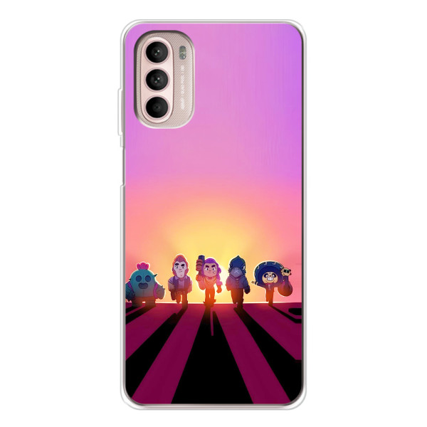 Силиконовый Чехол на Motorola MOTO G52 с картинкой Brawl Stars – Персонажи в закате