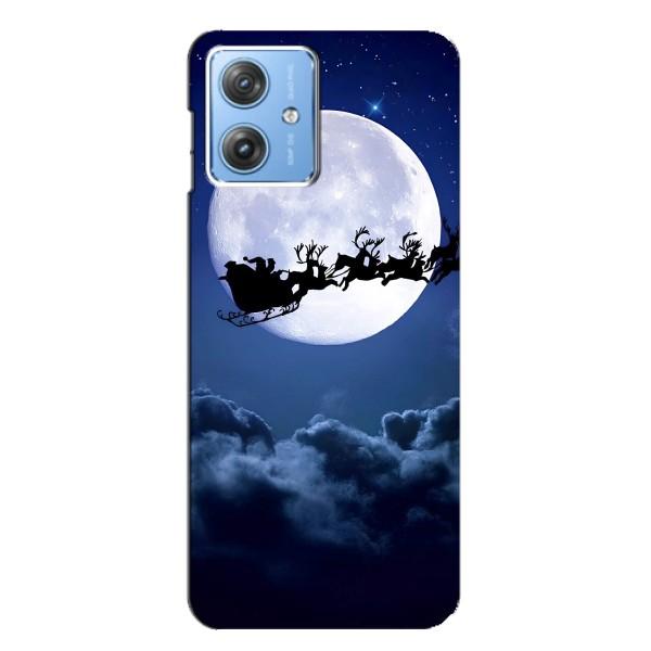 Новорічні Чохли для Моторола МОТО Дж54 / Дж54 Павер (VPrint) – Санта - місяць