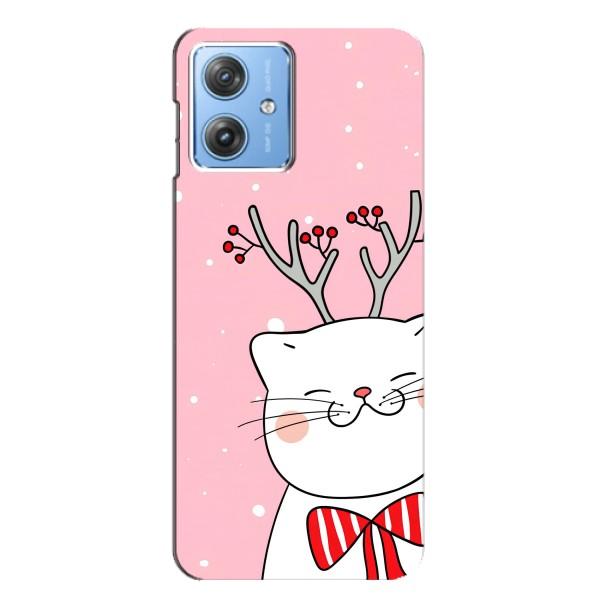 Новорічні Чохли для Моторола МОТО Дж54 / Дж54 Павер (VPrint) – Зимовий кіт