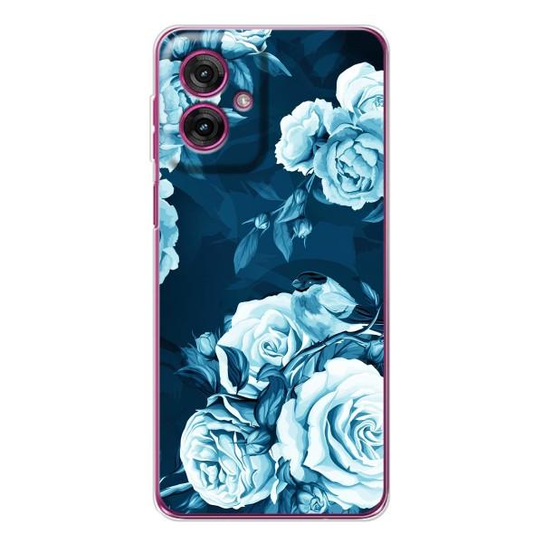 Чехлы (ART) Цветы на Motorola Moto G55 (VPrint) – Голубые Бутоны