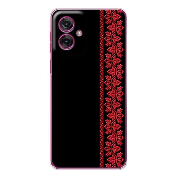 Силиконовый Чехол на Motorola Moto G55 с картинкой Вышиванки – Вышиванка на черном