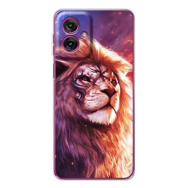 Чехол со Львом для Motorola Moto G55 (VPrint) – Красочный Лев
