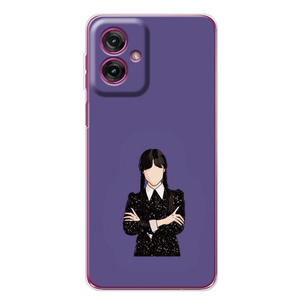 Чехлы Венсдей на Motorola Moto G55 Уэнсдей (AlphaPrint) – Уэнздей в черном