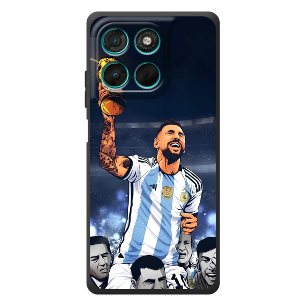 Чехлы для Motorola Moto G57 Power (Leo чемпион) (AlphaPrint) – Месси с кубком