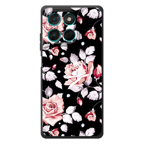 Чохли з квітами для Motorola Moto G57 Power (VPrint) – Квіти на чорному