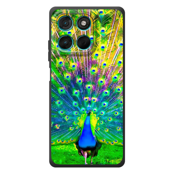 Чехол с птицами на Motorola Moto G57 Power (VPrint) – Яркий Павлин