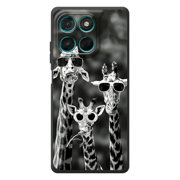 Силиконовый чехол с КАРТИНКАМИ лето для Motorola Moto G57 Power (AlphaPrint) – Жирафы в очках
