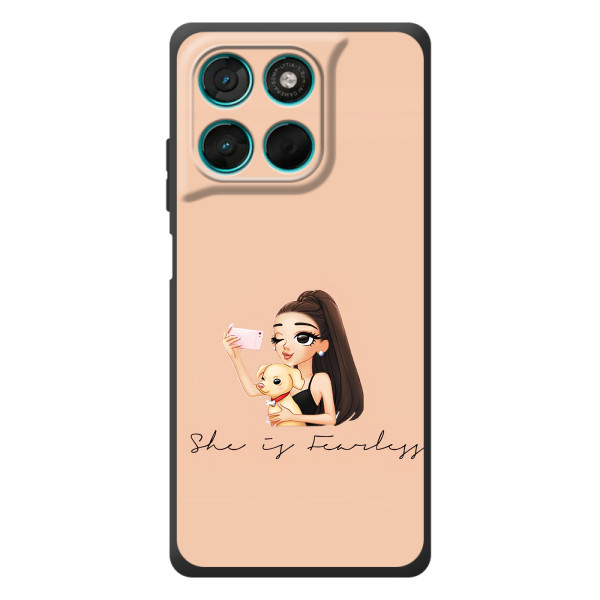 Силиконовый Чехол на Motorola Moto G57 Power с картинкой Стильных Девушек – С собакой