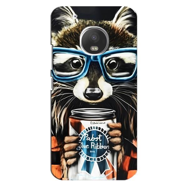 Чехол с принтом для Мото G5s - (Прикольные) (AlphaPrint) – Енот с банкой