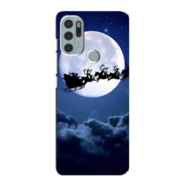 Новогодние Чехлы для Мото G60s (VPrint) – Санта - луна