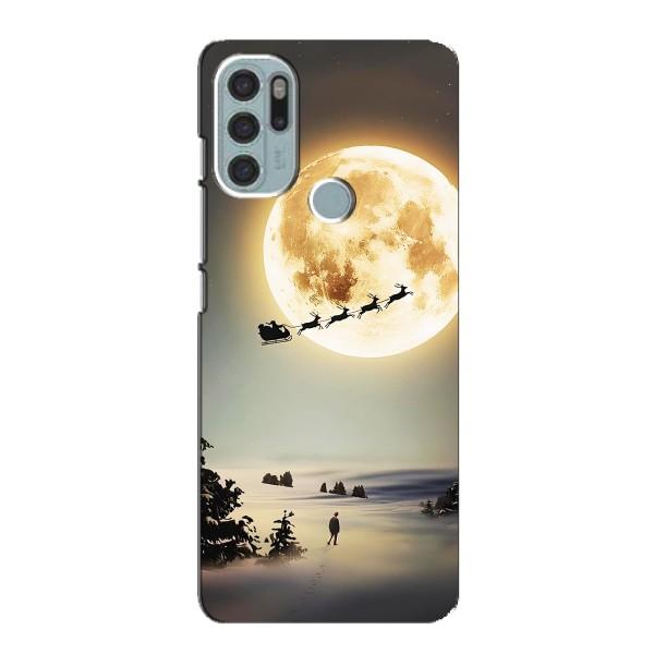 Новорічні, Святкові Чохли для Motorola MOTO G60s - 2024 год – Санта на місяці