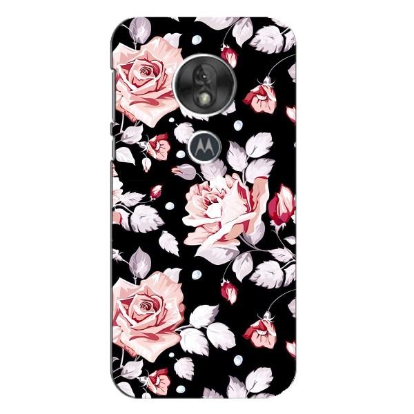 Чохли з квітами для Motorola MOTO G7 Play (VPrint) – Квіти на чорному
