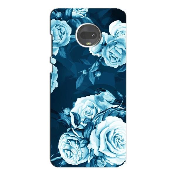 Чехлы (ART) Цветы на Motorola MOTO G7 Plus (VPrint) – Голубые Бутоны