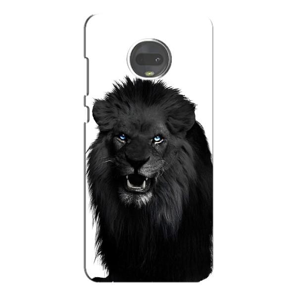 Чехлы с картинками животных Motorola MOTO G7 – Черный ЛЕВ