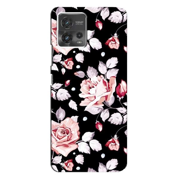 Чехлы с Цветами для Motorola MOTO G72 (VPrint) – Цветочки на черном