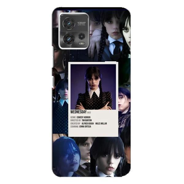 Чехлы Венсдей на Motorola MOTO G72 Уэнсдей (AlphaPrint) – коллаж Уэнздей