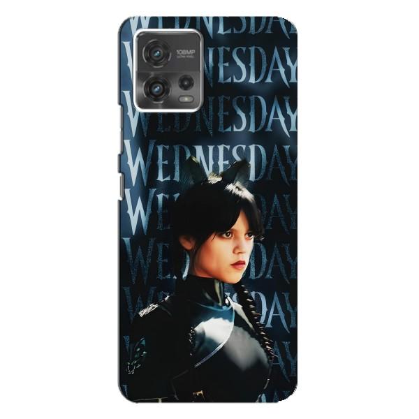 Чехлы Венсдей на Motorola MOTO G72 Уэнсдей (AlphaPrint) – Уэнздей кошка