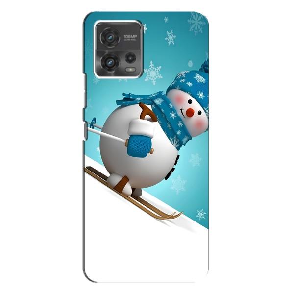 Новогодние Чехлы для Мото джи 72 (VPrint) – Снеговик на лыжах