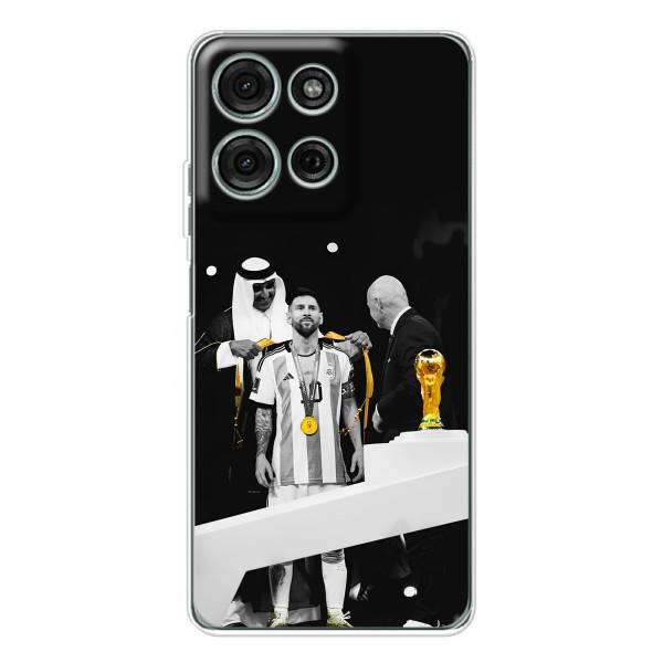 Чехлы для Motorola Moto G75 (Leo чемпион) (AlphaPrint) – Месси в накидке