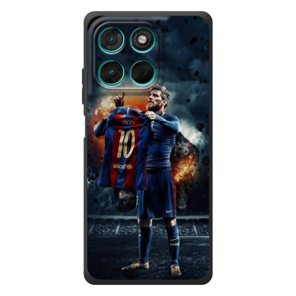 Чехол Месси футболист для Motorola Moto G77 – Месси с футболкой