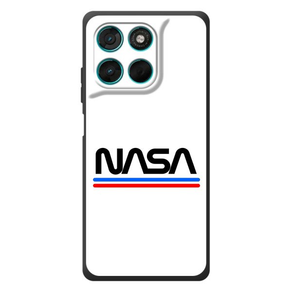 Силиконовый бампер с принтом "Наса" на Motorola Moto G77 – NASA на белом фоне