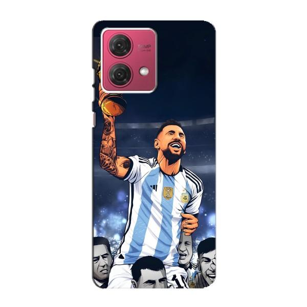 Чехлы для Motorola MOTO G84 (Leo чемпион) (AlphaPrint) – Месси с кубком