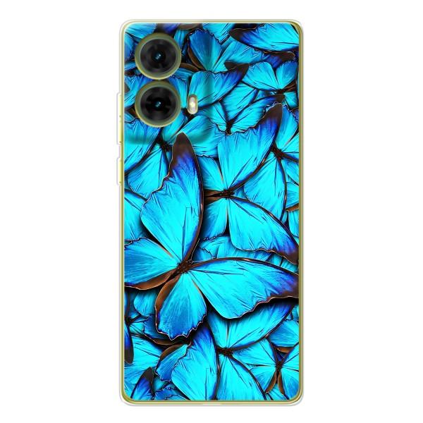Чохол з принтом для Мото G85 - (Прикольні) (AlphaPrint) – Сині метелики