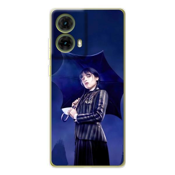 Чохли Венсдей на Motorola MOTO G85 Уенсдей (AlphaPrint) – Венздей з парасолькою