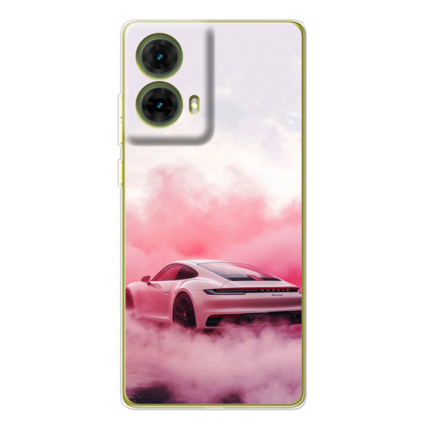 Чехол с авто Порше для Motorola MOTO G85 – Розовый Порше