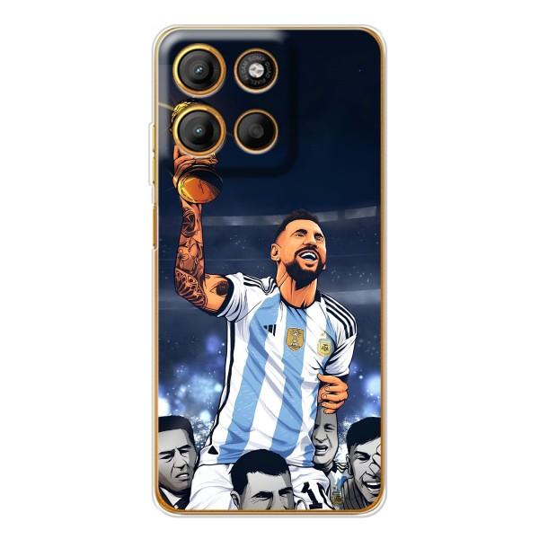 Чехлы для Motorola MOTO G86 Power (Leo чемпион) (AlphaPrint) – Месси с кубком