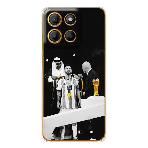 Чехлы для Motorola MOTO G86 Power (Leo чемпион) (AlphaPrint) – Месси в накидке