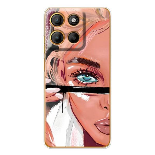 Силиконовый Чехол на Motorola MOTO G86 Power с картинкой Стильных Девушек – Девушка и ресницы