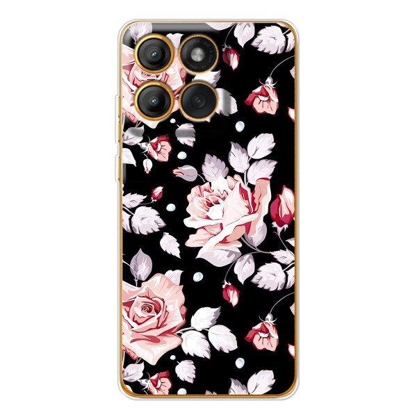 Чохли з квітами для Motorola MOTO G86 (VPrint) – Квіти на чорному