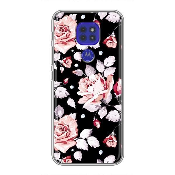 Чохли з квітами для Motorola MOTO G9 Play (VPrint) – Квіти на чорному