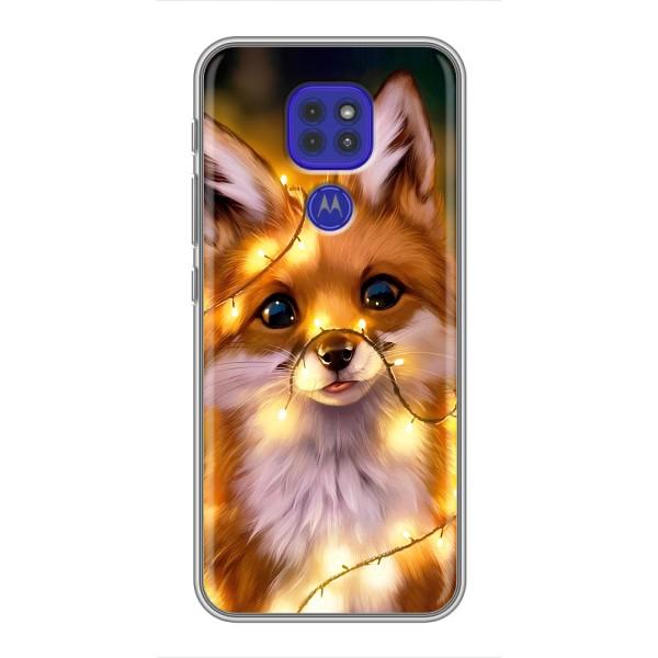 Чехлы с картинкой Лисички для Motorola MOTO G9 Play (VPrint) – Лисичка в гирляндах