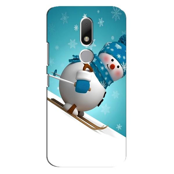 Новогодние Чехлы для Мото М (VPrint) – Снеговик на лыжах