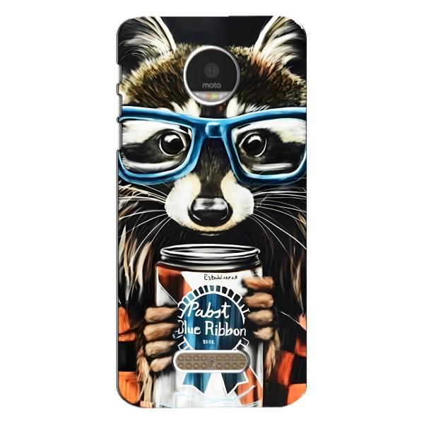 Чохол з принтом для Моторола МОТО Z Плей - (Прикольні) (AlphaPrint) – Єнот з банкою