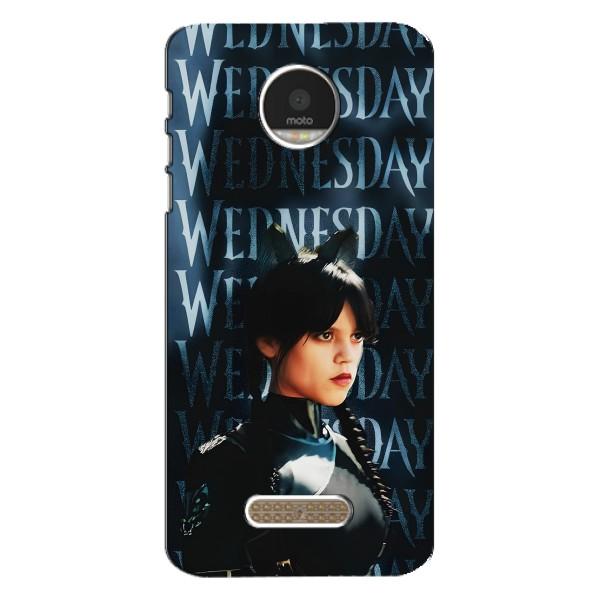 Чехлы Венсдей на Motorola MOTO Z Play Уэнсдей (AlphaPrint) – Уэнздей кошка