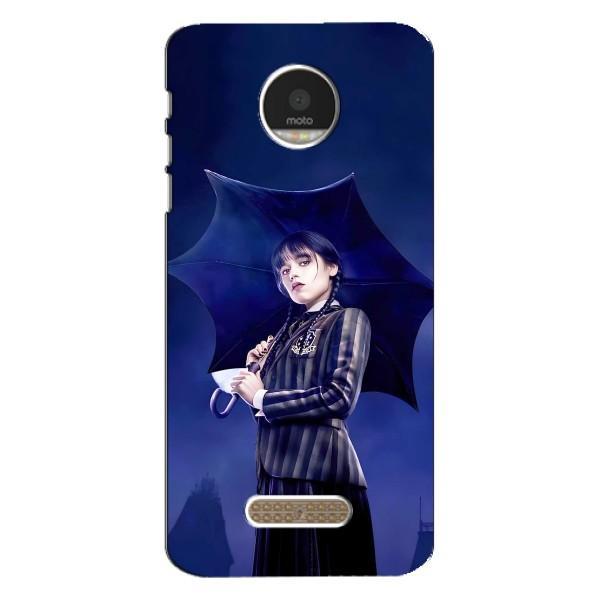 Чохли Венсдей на Motorola MOTO Z Уенсдей (AlphaPrint) – Венздей з парасолькою