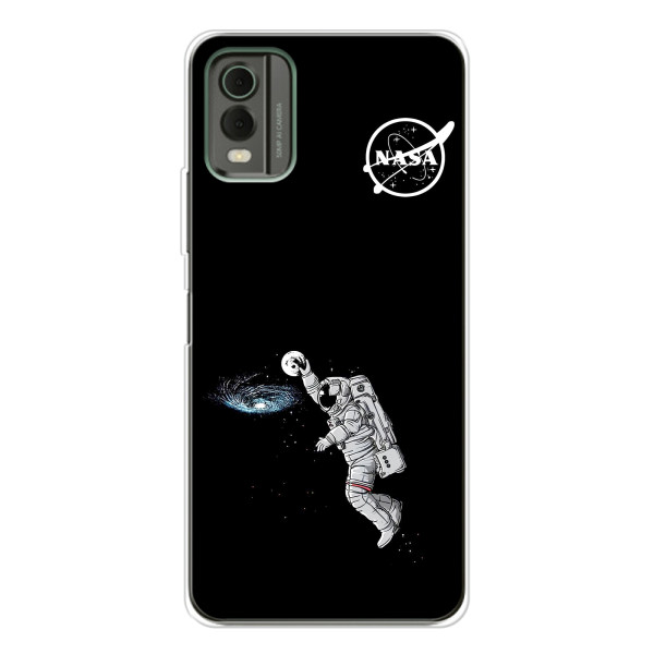 Силиконовый бампер с принтом "Наса" на Nokia C32 – Космонавт баскетболист