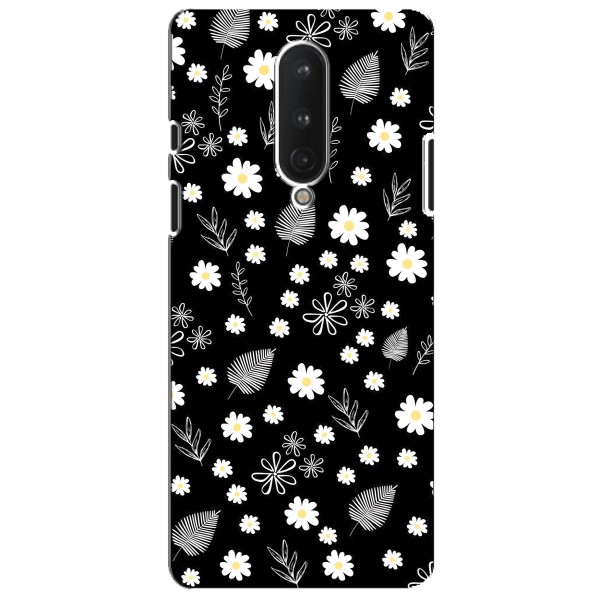 Чохли з тематикою "КВІТИ" на OnePlus 8 – цвітіння на чорному