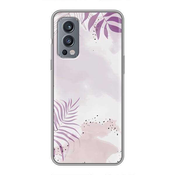 Чехол с цветочным принтом на ВанПлас Норд 2 – Фиолетовые листья