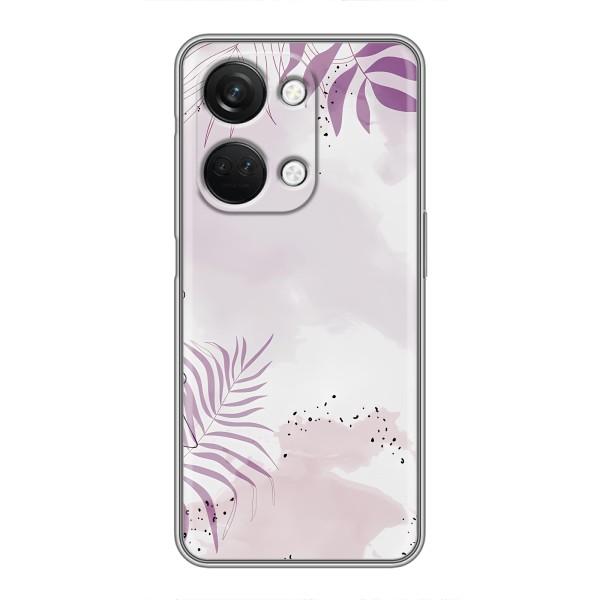 Чехол с цветочным принтом на ВанПлас Норд 3 5G – Фиолетовые листья